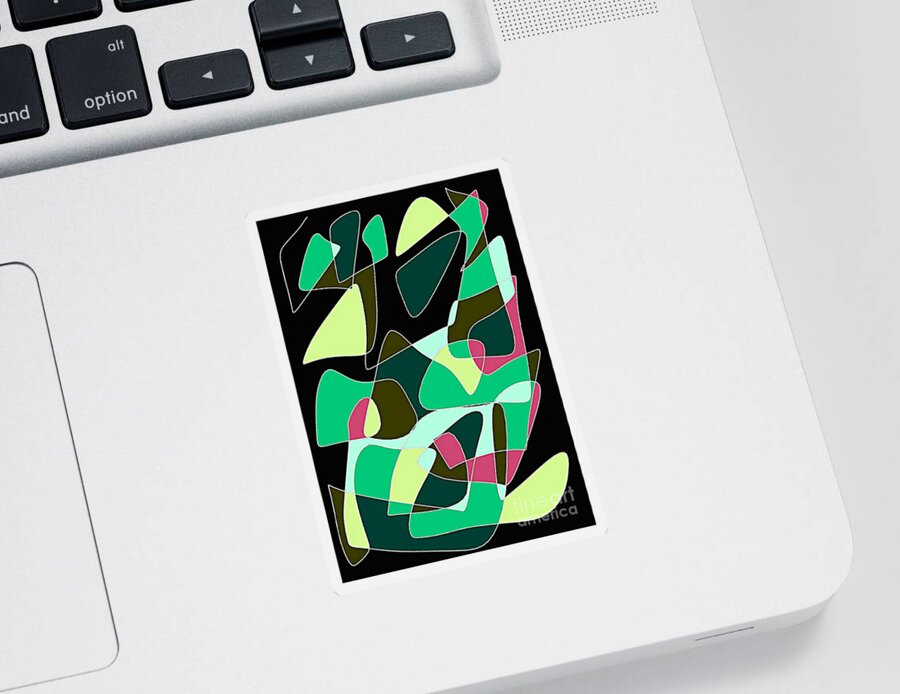 Abstrakt Sticker featuring the digital art Abstract art in green by Nomi Morina