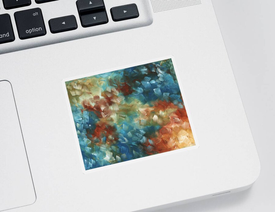 Abstract Painting Sticker featuring the painting Abstract Art Original Aqua Rust Painting Acrylic Canvas Art by Duncanson by Megan Aroon