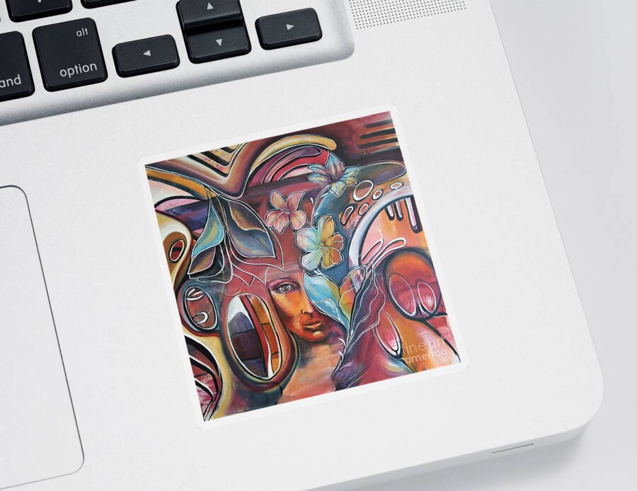 Painting Sticker featuring the painting Abstract Goddess 1 by Reina Cottier