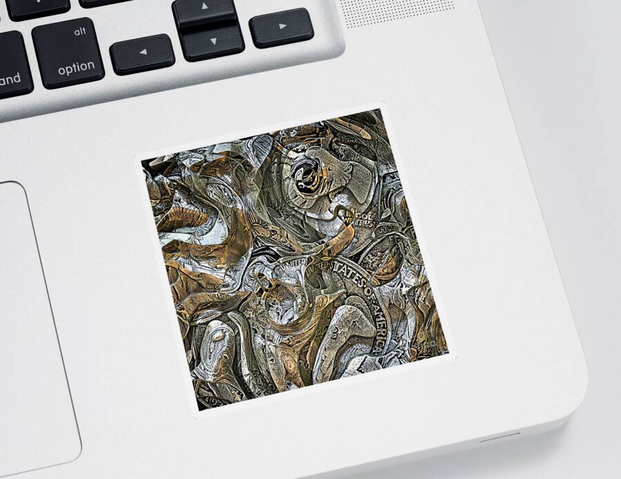 Coins Sticker featuring the digital art Abstract Old Coins by Phil Perkins
