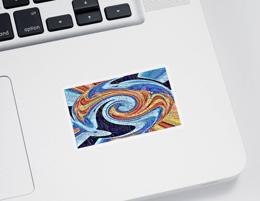 Abstract Sticker featuring the digital art Abstract Oval by Ronald Mills