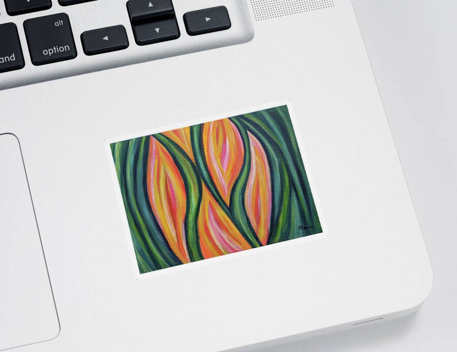 Abstract Sticker featuring the painting Abstract painting by Maria Meester