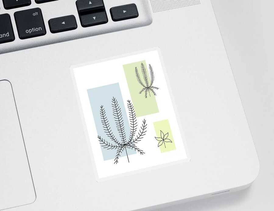 Botanical Sticker featuring the digital art Abstract Plants Pastel 1 by Donna Mibus