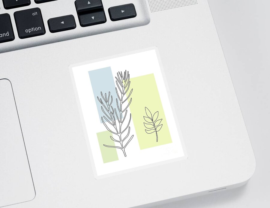 Botanical Sticker featuring the digital art Abstract Plants Pastel 3 by Donna Mibus