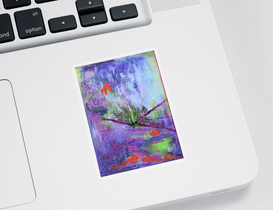 Abstract Sticker featuring the painting Abstract with Center by Karin Eisermann
