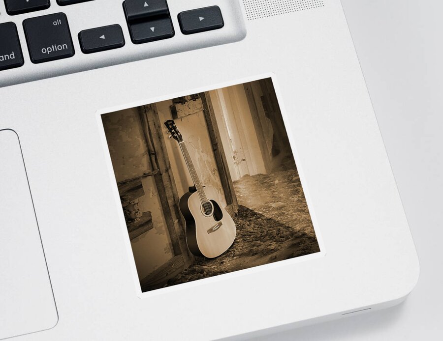 Acoustic Guitar Sticker featuring the photograph Acoustic Life 5 SQs by Mike McGlothlen