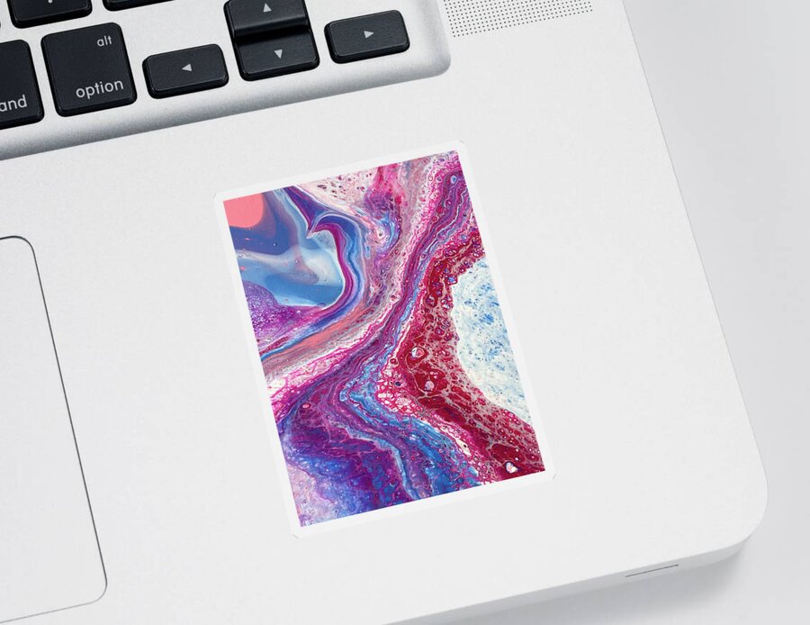 Abstract Sticker featuring the painting Acrylic Pouring Art Abstract Fluid Painting 01 by Matthias Hauser