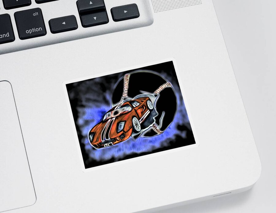 Abstract Sticker featuring the digital art Actual Sports Car Abstract by Ronald Mills