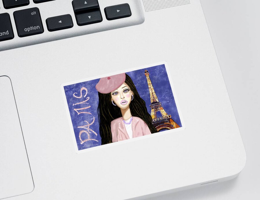 Whimsical Illustrations Sticker featuring the mixed media Adrienne by Lorie Fossa