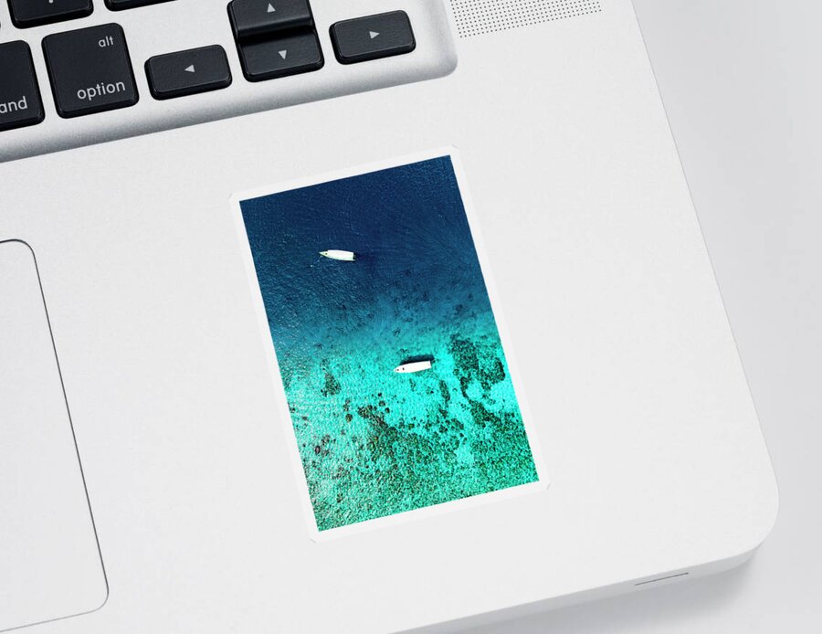 Aerial Sticker featuring the photograph Aerial Summer - In Mid-Water by Philippe HUGONNARD