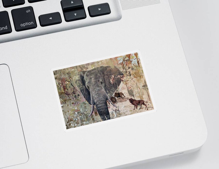  Sticker featuring the painting African Bull by Ronnie Moyo