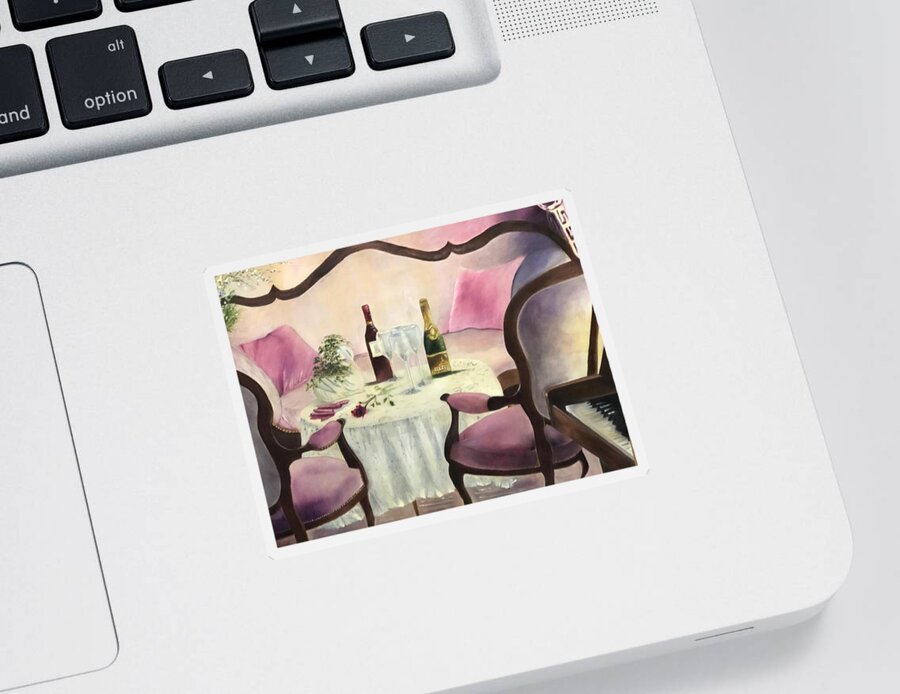 Champagne Sticker featuring the painting Afternoon Delight by Juliette Becker