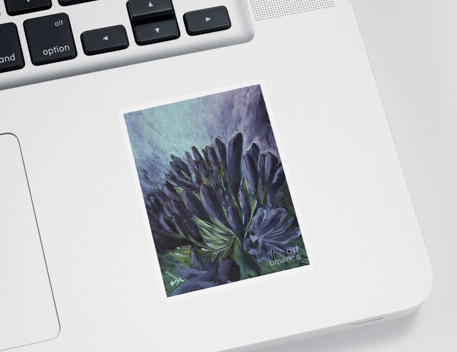 Floral Sticker featuring the painting Agapanthus - Midnight Purple by Jane See