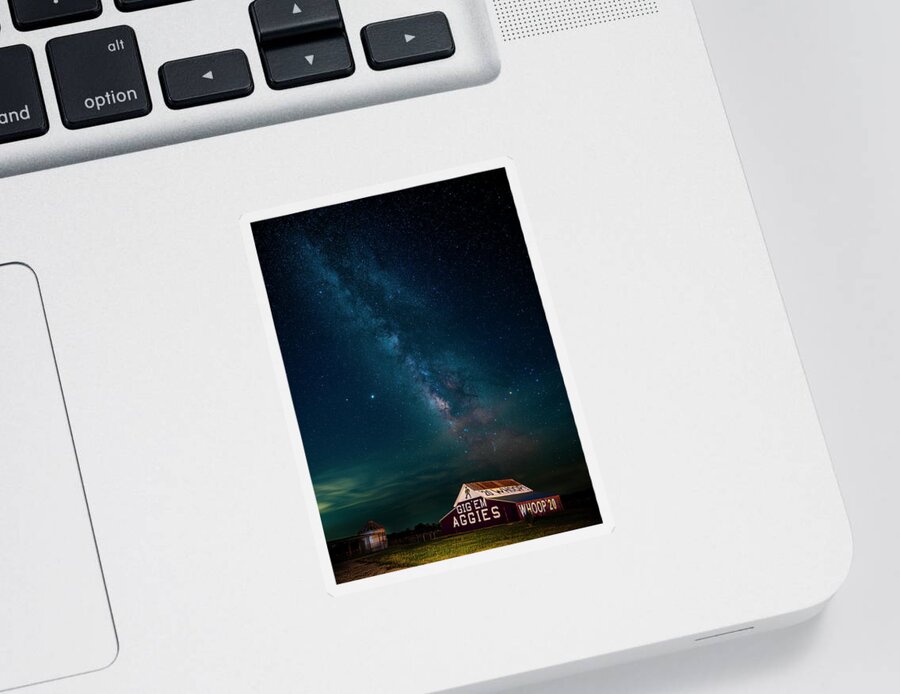 Texas Sticker featuring the photograph Aggie Barn Under the Stars by David Morefield