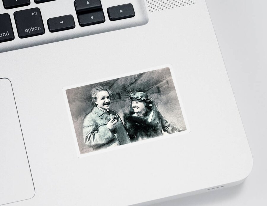 People Sticker featuring the photograph Albert and Elsa Einstein by Pennie McCracken
