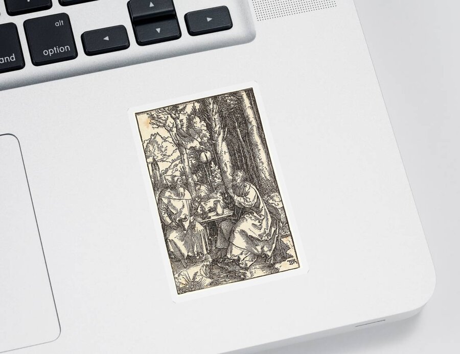 Albrecht Durer Nuremberg 1471 1528 Hermits Anthony And Paul Sticker featuring the painting Albrecht Durer Nuremberg 1471 1528 Hermits Anthony and Paul, c. 1504, woodcut on laid paper, monogr by MotionAge Designs
