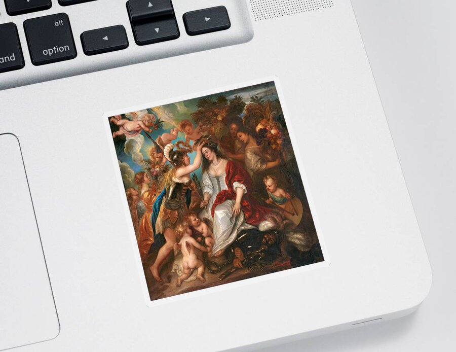 Jan Lievens Sticker featuring the painting Allegory of peace by Jan Lievens