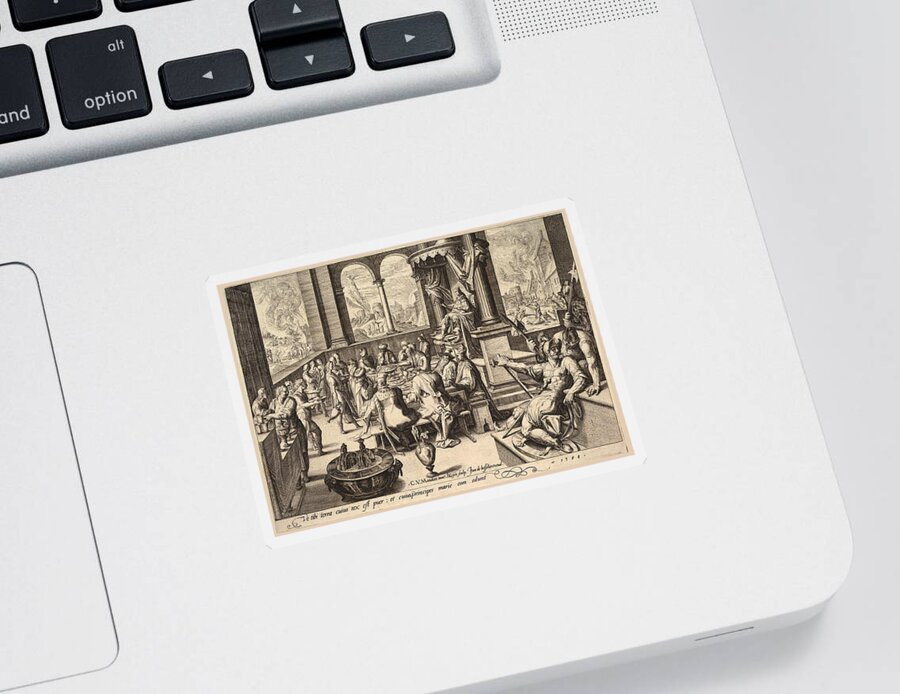 Jacques De Gheyn Ii Sticker featuring the drawing Allegory of the Government of a Childish King by Jacques de Gheyn II