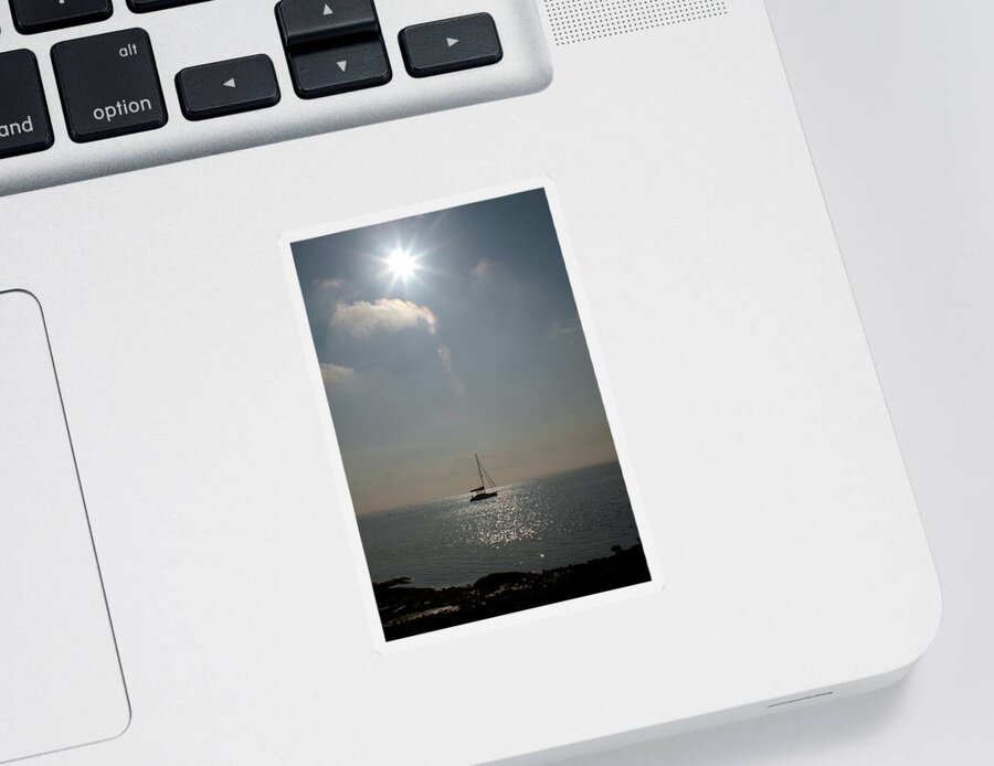 Narragansett Bay Sticker featuring the photograph Alone on the Bay by Jim Feldman