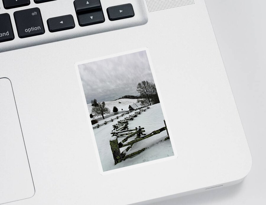 Farmstead Sticker featuring the photograph Along the Locust Rails in Winter by Jennifer Robin