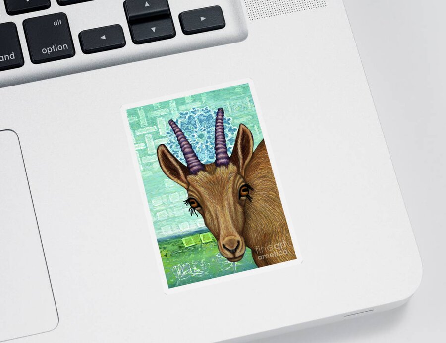 Ibex Sticker featuring the painting Alpine Ibex Abstract by Amy E Fraser