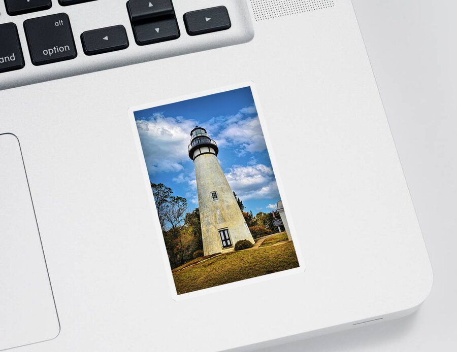 Clouds Sticker featuring the photograph Amelia Island Lighthouse in the Clouds in Autumn by Debra and Dave Vanderlaan