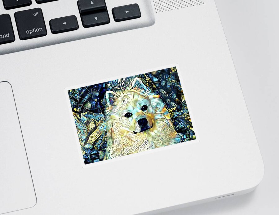 American Eskimo Dog Sticker featuring the digital art American Eskimo Dog Art by Peggy Collins