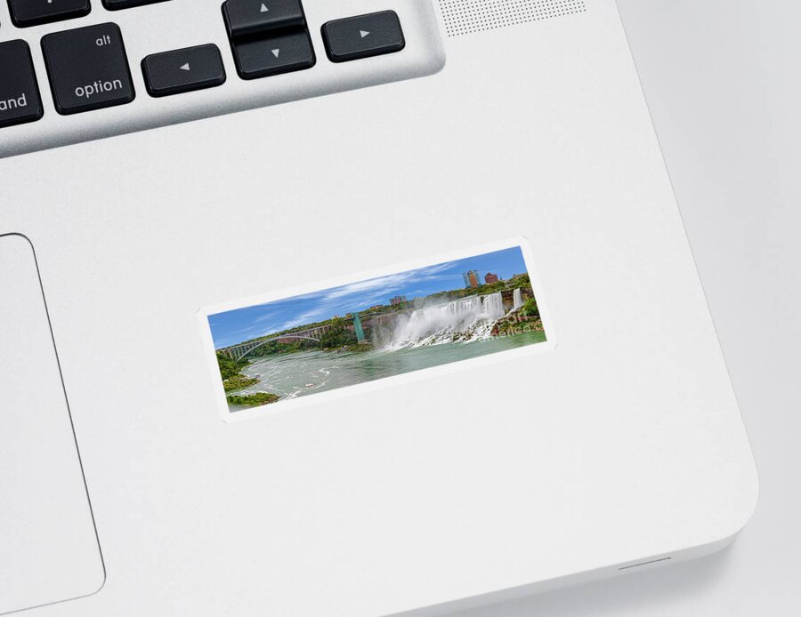 New York Sticker featuring the photograph American Falls and Rainbow Bridge by Jerry Fornarotto