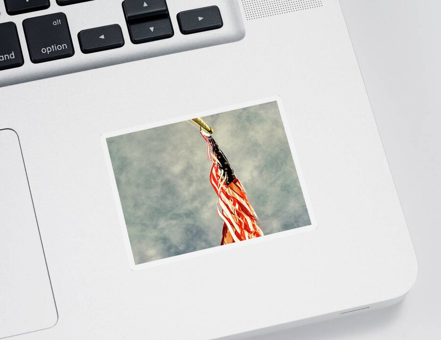 American Flag Sticker featuring the photograph American Flag 6 by Amelia Pearn