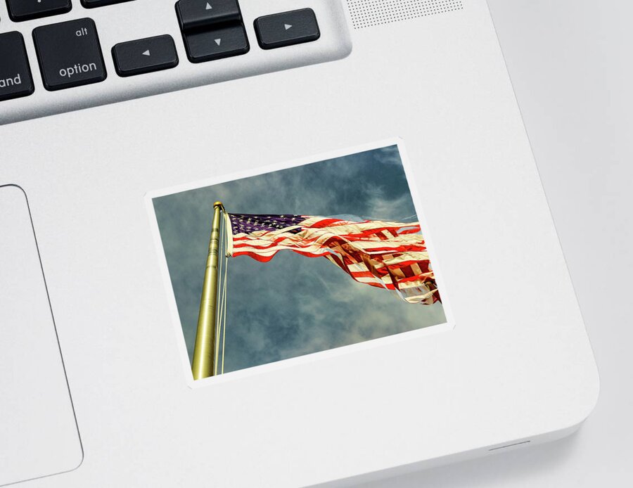 American Flag Sticker featuring the photograph American Flag 7 by Amelia Pearn