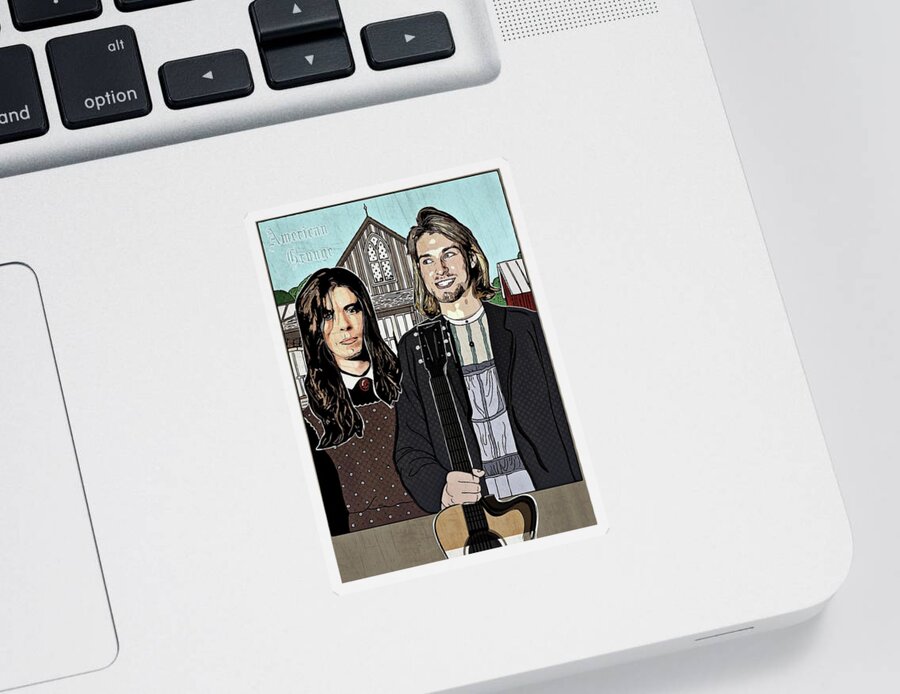 American Gothic Sticker featuring the digital art American Grunge by Christina Rick