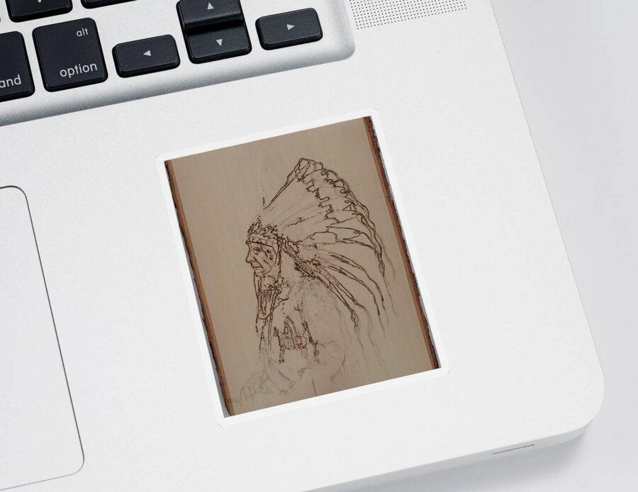 Pyrography Sticker featuring the pyrography American Horse by Sean Connolly