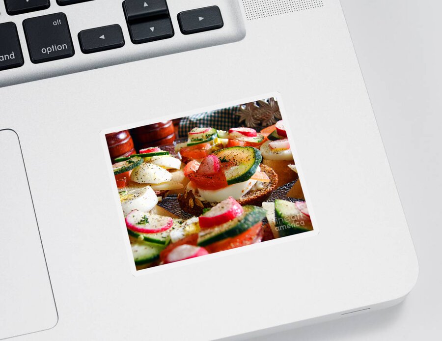 Tasty Sticker featuring the photograph Amuse Bouche Plate by Olivier Le Queinec