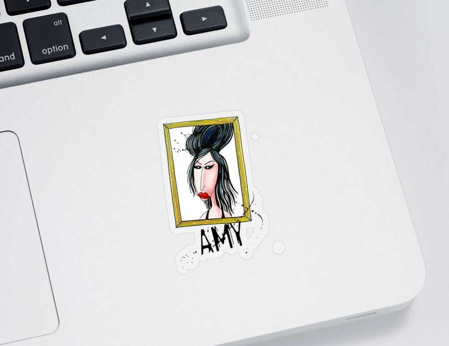 Amy Sticker featuring the drawing Amy by Andrew Hitchen