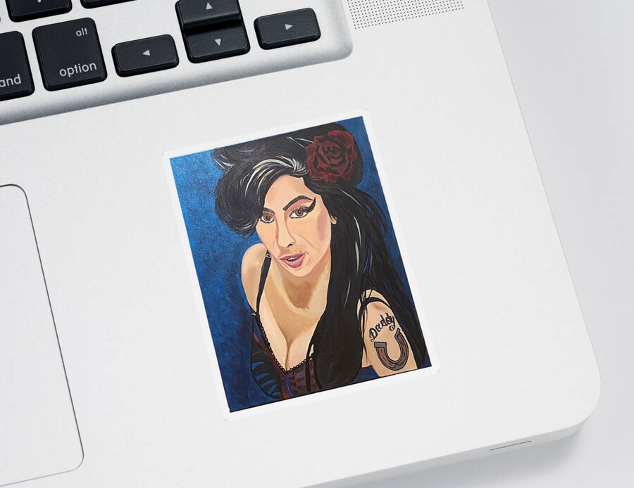  Sticker featuring the painting Amy Winehouse-Lioness by Bill Manson