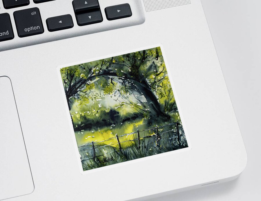 Landscape Sticker featuring the painting An Irish Meadow by Cheryl Prather