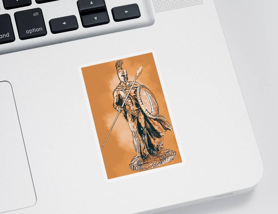 Spartan Warrior Sticker featuring the painting Ancient Warriors, Spartiates - 04 by AM FineArtPrints