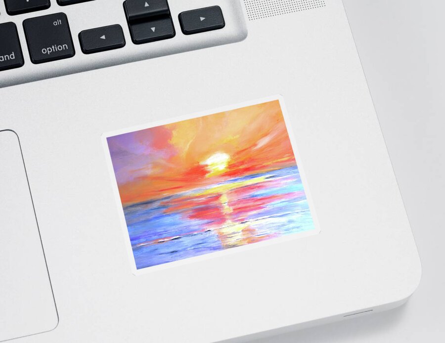 Sunset Sticker featuring the painting Anegada Sunset by Carlin Blahnik CarlinArtWatercolor