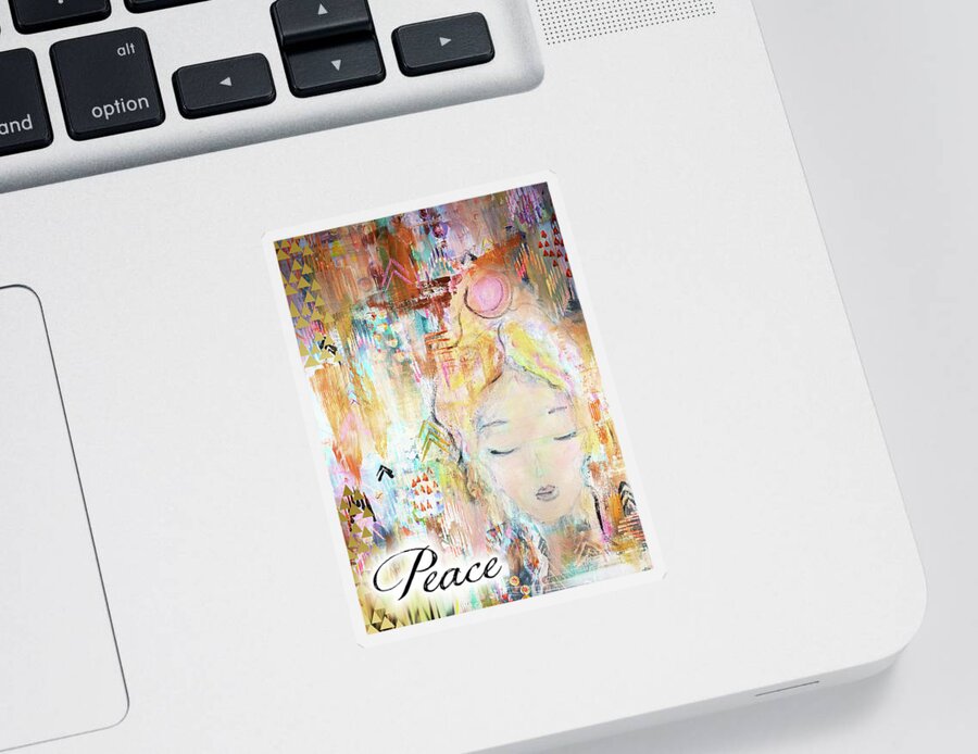 Peace Sticker featuring the drawing Angel by Claudia Schoen