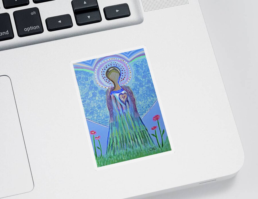 Angel Sticker featuring the painting Angel Lady by Corinne Carroll