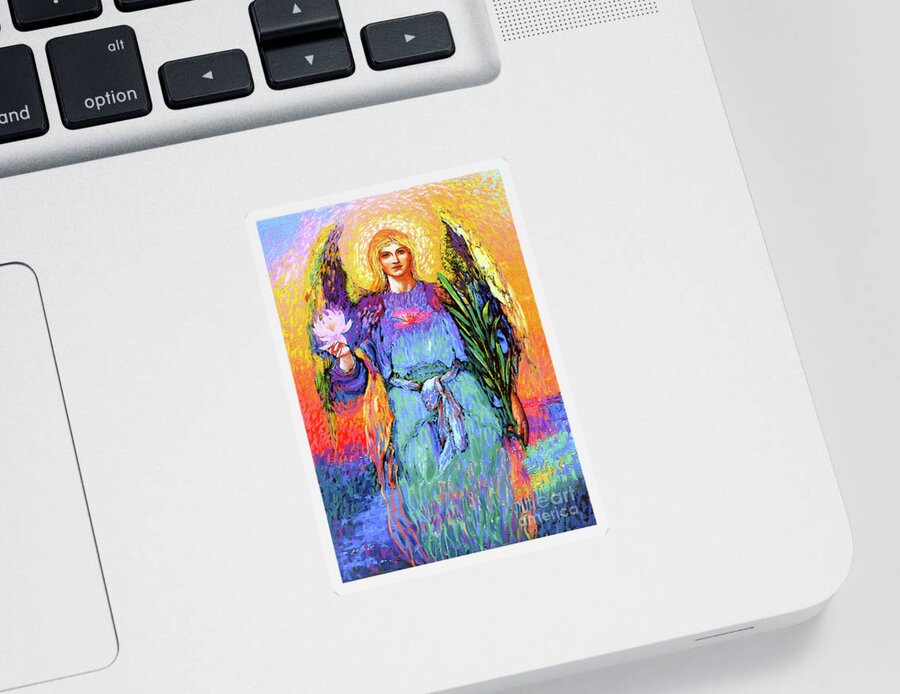 Spiritual Sticker featuring the painting Angel Love by Jane Small
