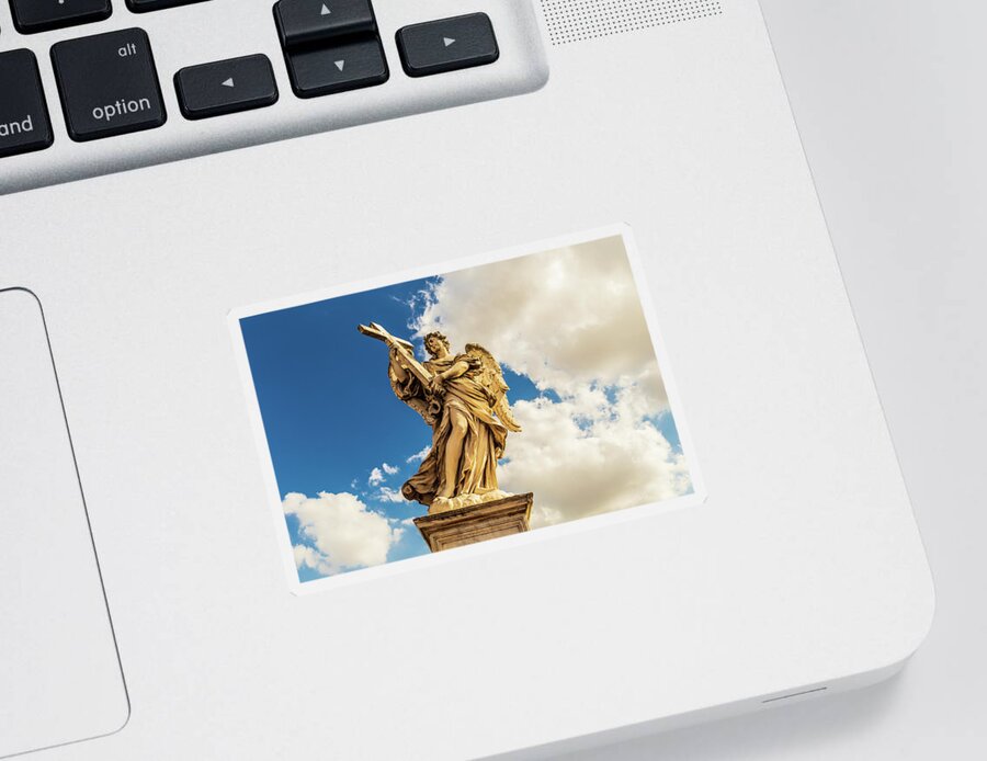 Ponte Sant'angelo Sticker featuring the photograph Angel with the Cross by Fabiano Di Paolo