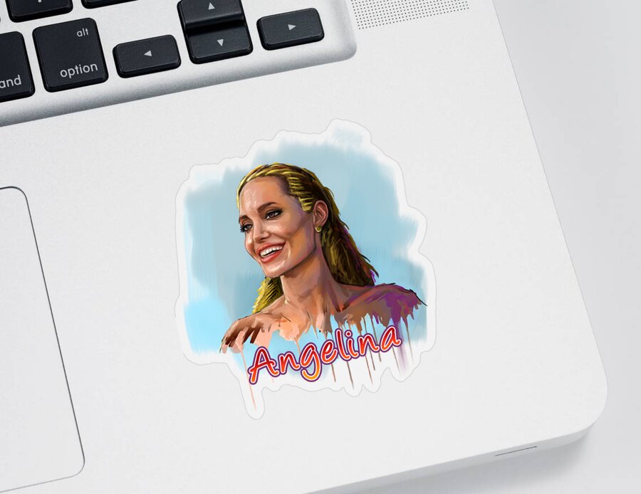 Angelina Jolie Sticker featuring the painting Angelina Jolie by Anthony Mwangi