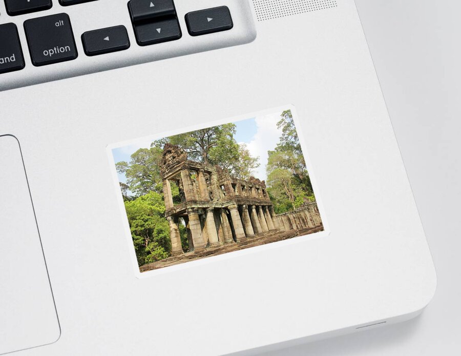 Angkor Wat Sticker featuring the photograph Angkor Wat Ruins by Josu Ozkaritz
