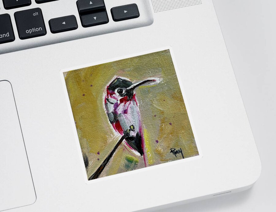 Hummingbird Sticker featuring the painting Annas Hummingbird by Roxy Rich