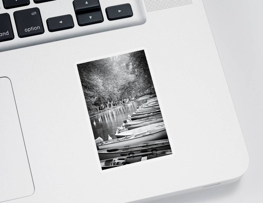 Annecy Sticker featuring the photograph Annecy France Canal du Vasse Black and White by Carol Japp