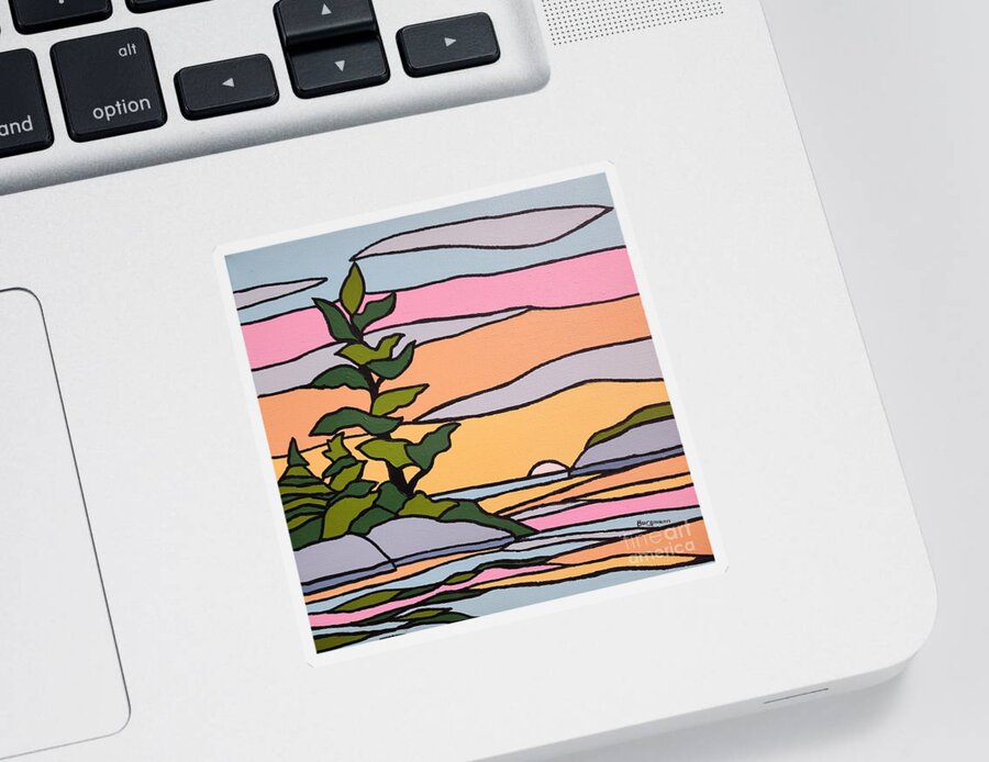 Trees Sticker featuring the painting Another Pastel Dawn by Petra Burgmann