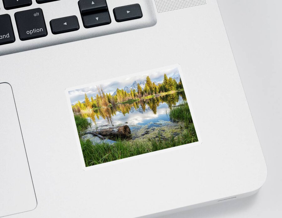 Grand Tetons Sticker featuring the photograph Another View of the Tetons from the Schwabacher Landing by Belinda Greb