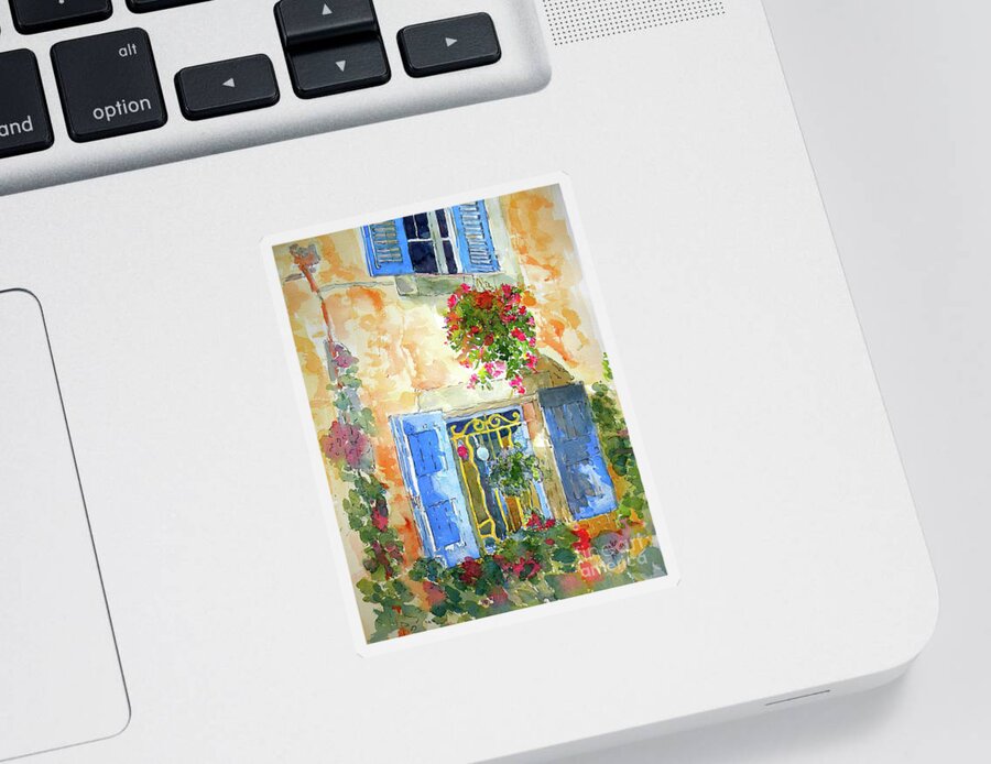 Windows Sticker featuring the painting Ansouis Windowbox by Patsy Walton