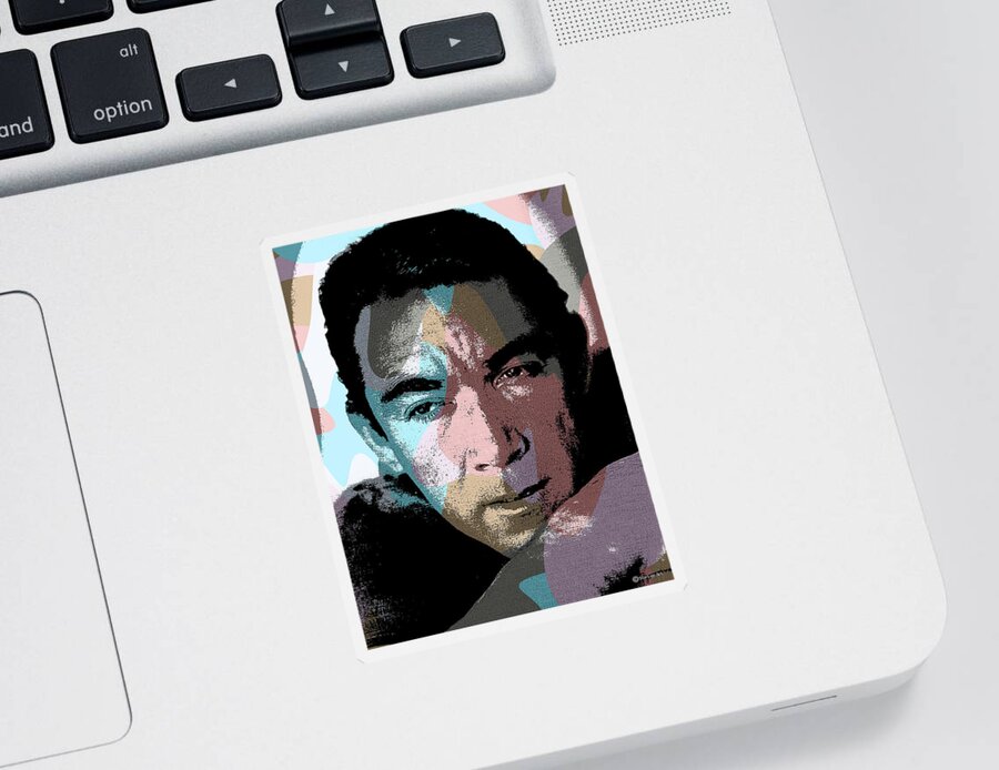 Anthony Quinn Sticker featuring the mixed media Anthony Quinn modernized portrait by Movie World Posters